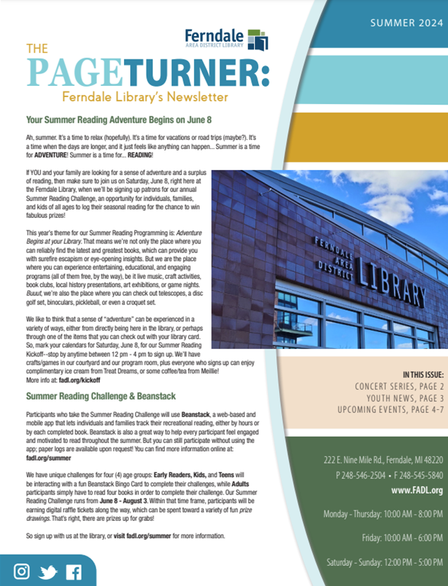 Summer 2024 Page Turner Newsletter