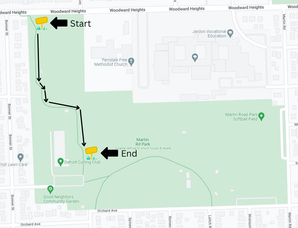 Map of the Story Trail at Martin Road Park.