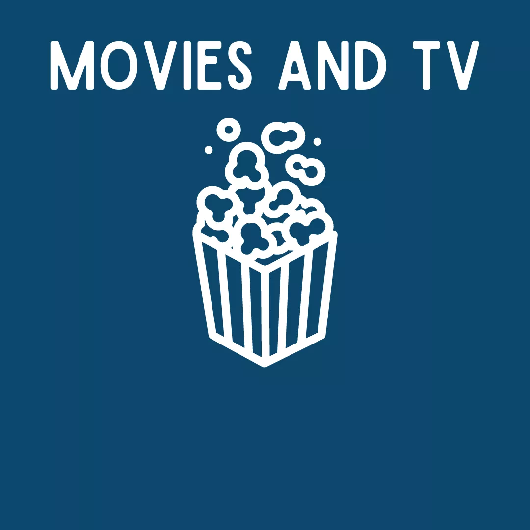 link to tv and movie recommendations, image of popcorn