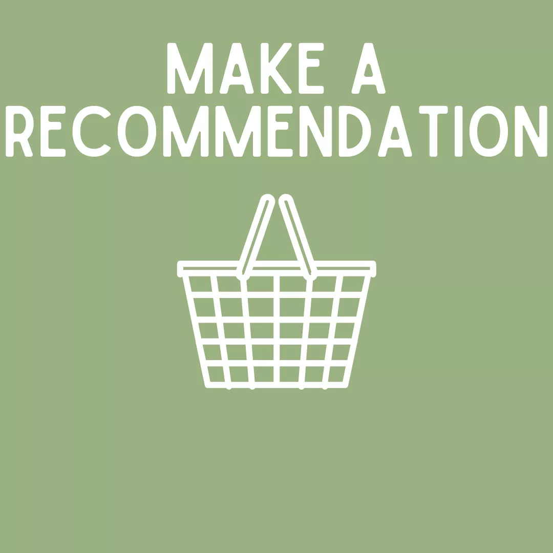 link to recommendation form, image of a shopping basket